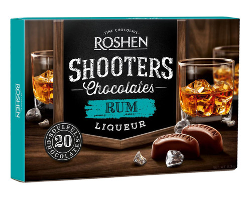 SHOOTERS CHOCOLATES RUM LIQUOR 150g pralinky z horkej čokolády s rumovou náplňou