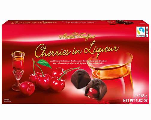 CHERRIES IN LIQUEUR 165g pralinky z horkej čokolády s likérovou náplňou a višňou