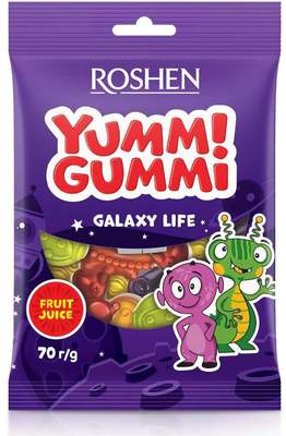 YUMMI GUMMI galaxia 70g želé cukrovinky s ovocnými príchuťami 