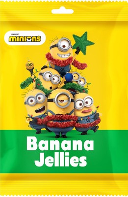 Banana jellies christmas minion 150g želé s banánovou príchuťou obalené v cukre 