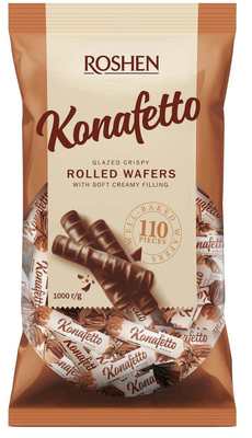 KONAFETTO 1kg trubičky plnené mliečnou náplňou a máčané v čokoládovej poleve