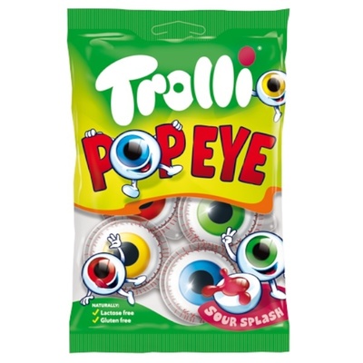 Trolli pop oči 75 g penová cukrovinka s ovocnou náplňou