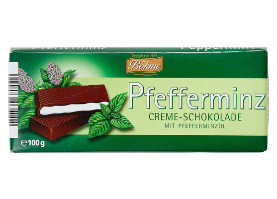 Böhme chocolate peppermint 100g horká čokoláda plnená mätovou krémovou náplňou