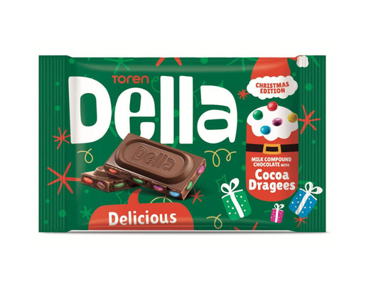 Della christmas 52g kakaová pochúťka s farebným kakaovým dražé